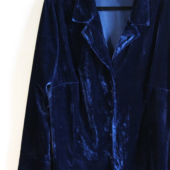 90s Vintage Jessics (Sears) Navy Velour Blazer XXL - Picture 4 of 5